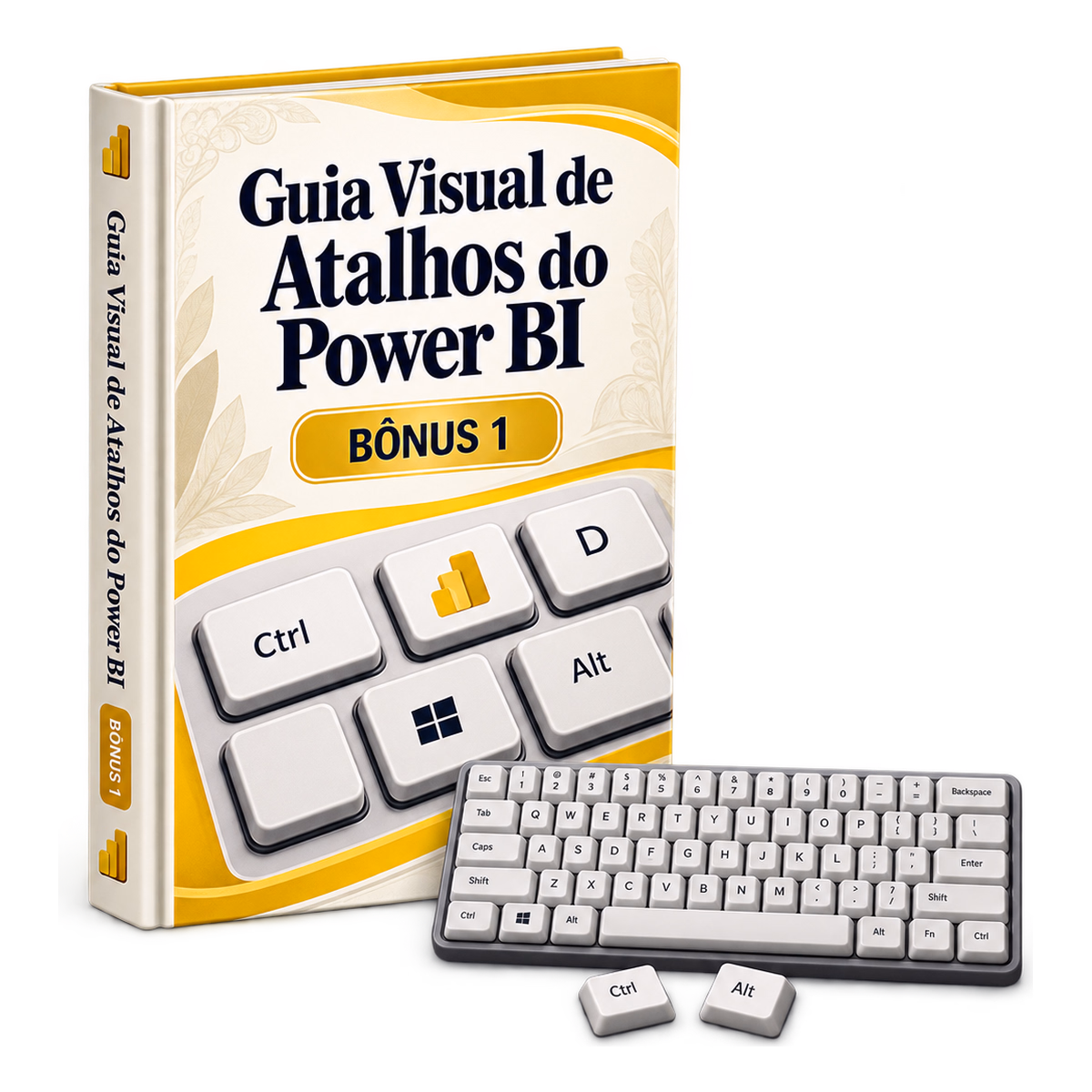 Guia Visual de Atalhos do Power BI com objetos relacionados ao conteúdo